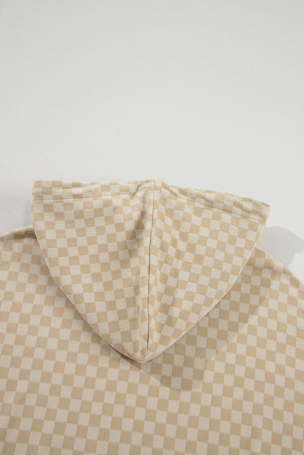 Khaki Checkered Kangaroo Pocket Hoodie