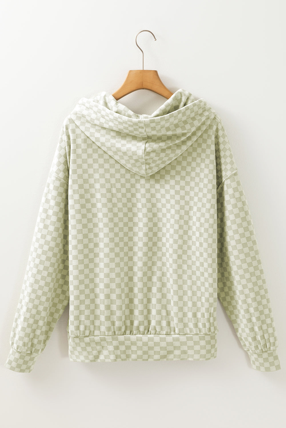 Khaki Checkered Kangaroo Pocket Hoodie