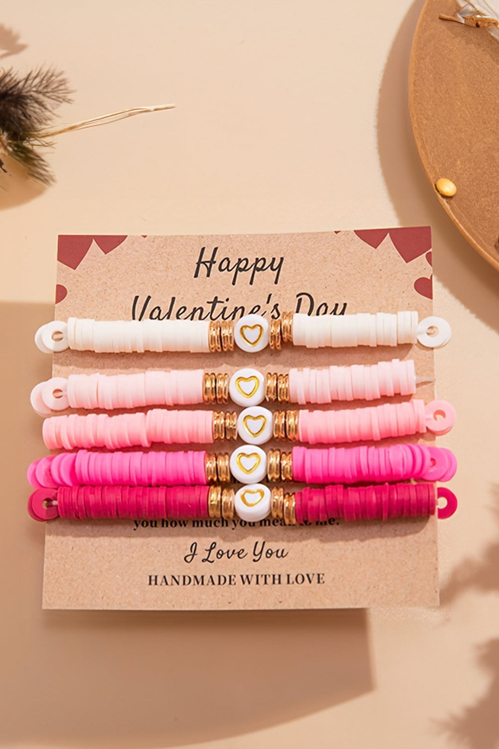 Peach Blossom Love Heart Valentines Bracelet