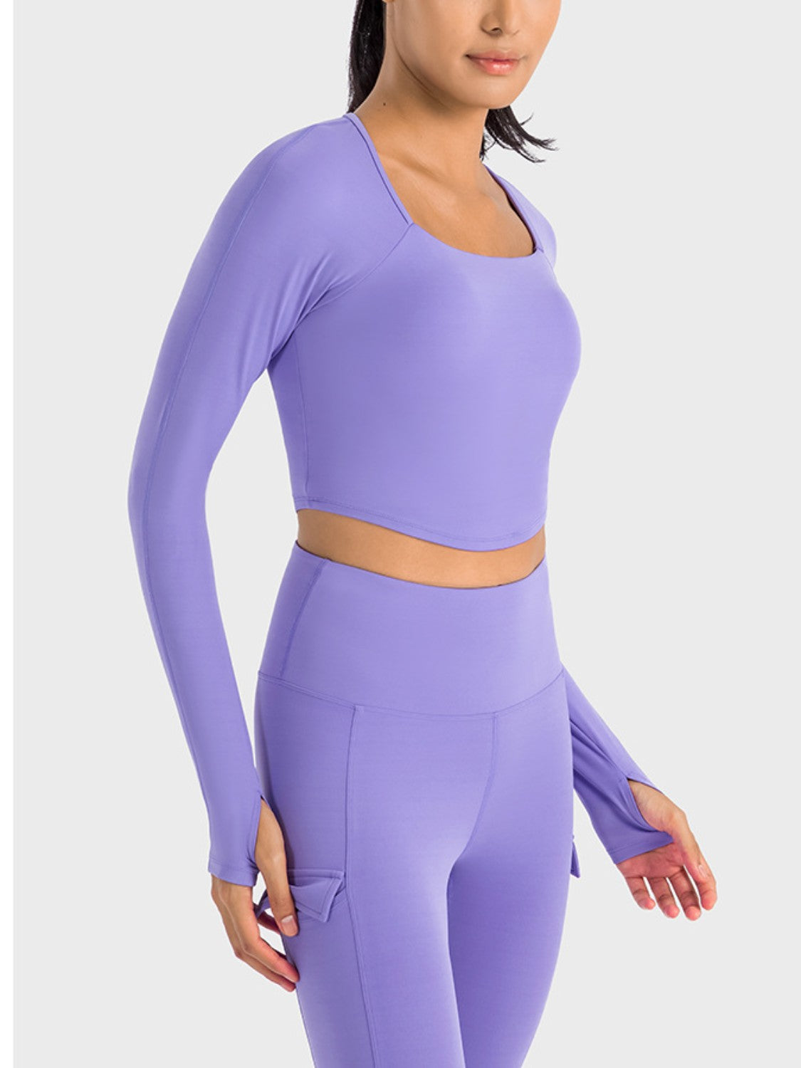 The Millennium Square Neck Long Sleeve Cropped Sports Top