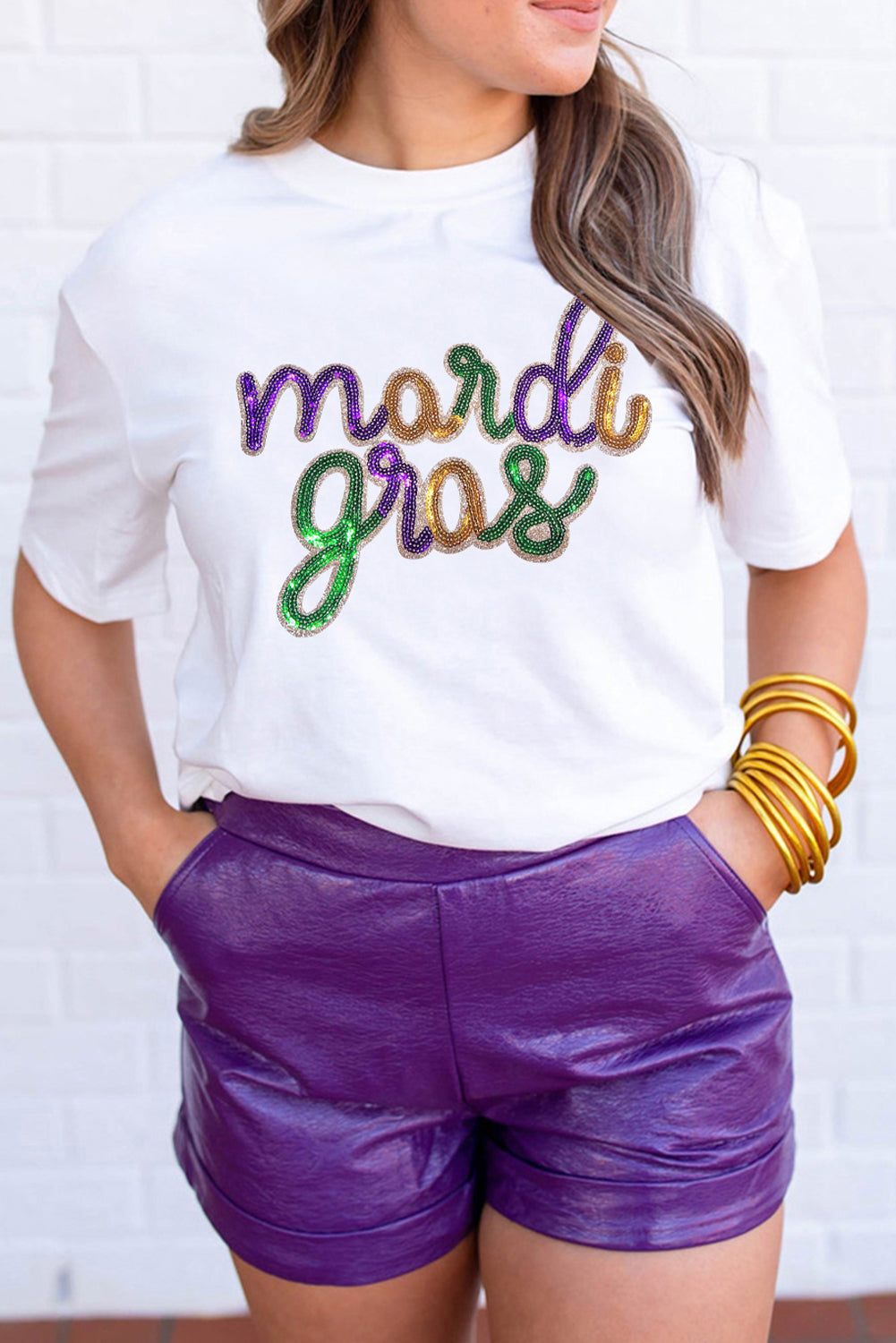 Sequin Mardi Gras Regular & Plus Size T Shirt