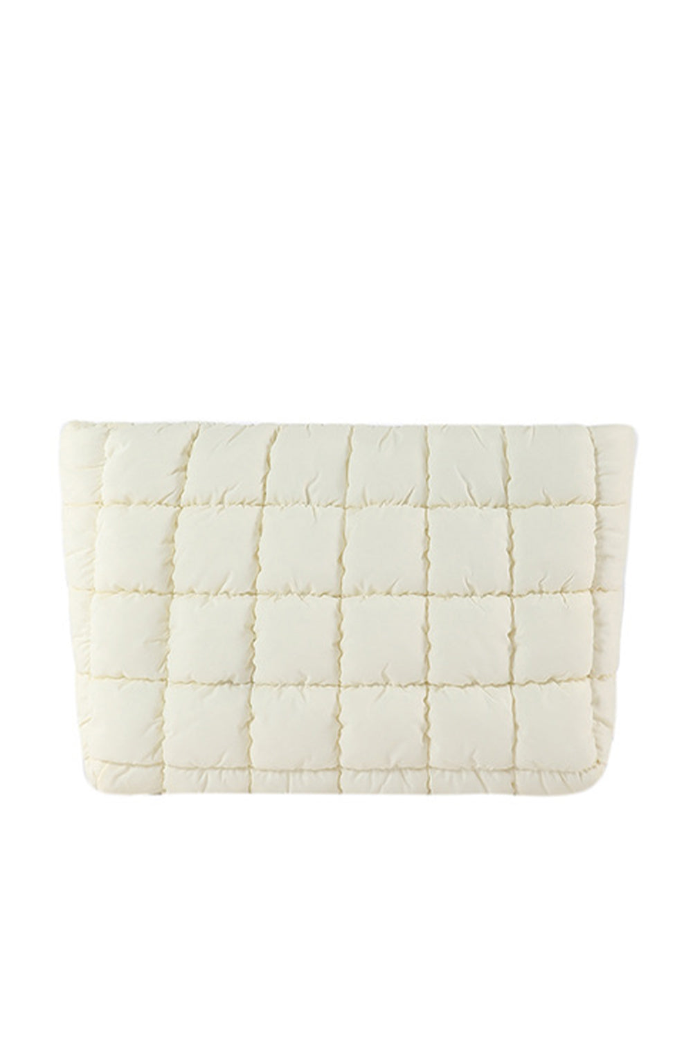 White Zipper Quilted Puffer Cosmetic Bag