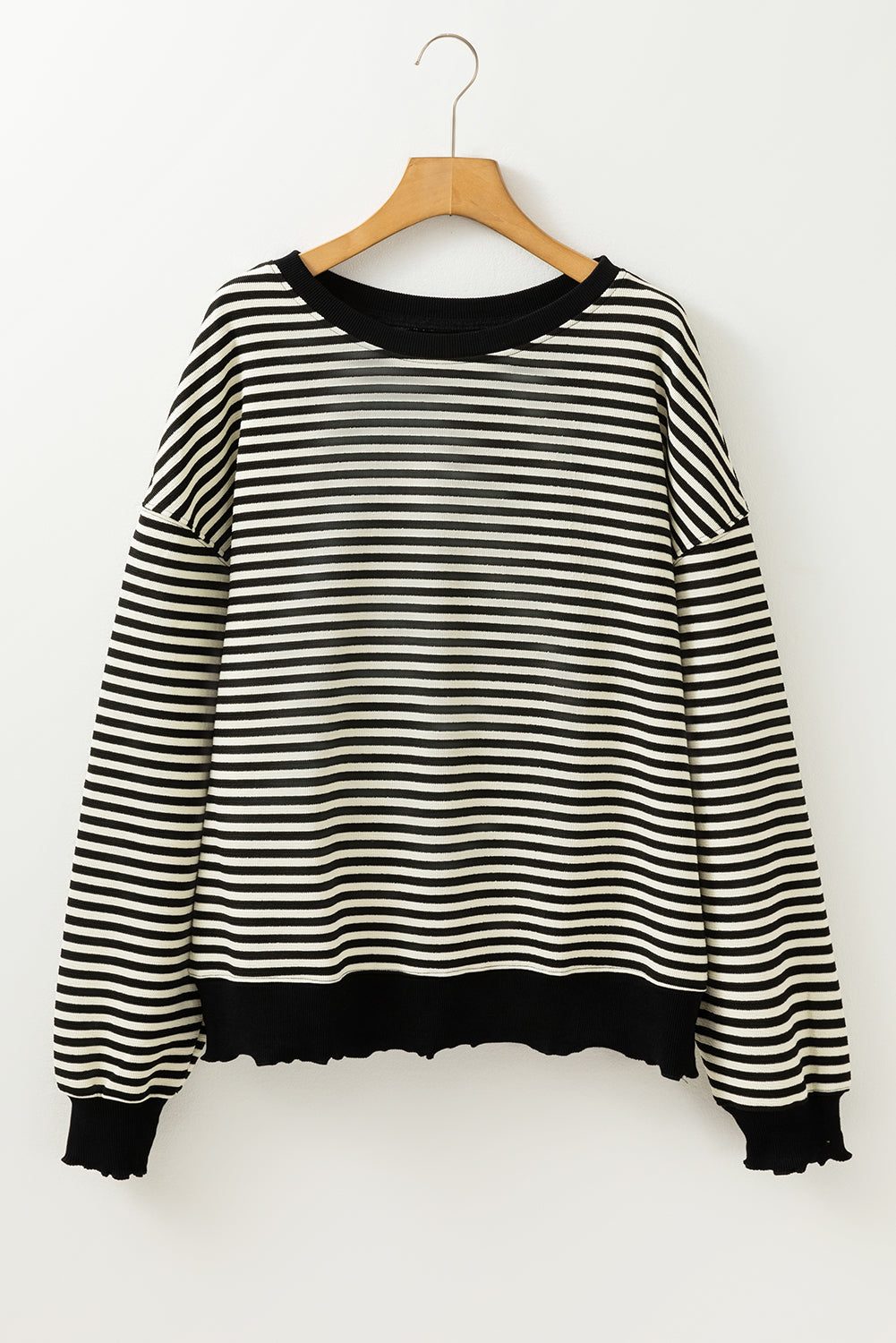 Purple Stripe Drop Shoulder Long Sleeve Top