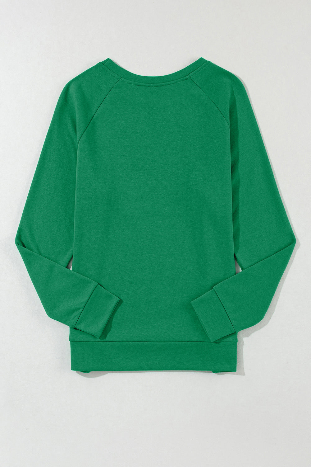 Green Rhinestone lucky Clover Graphic St Patrick Pullover Sweatshirt