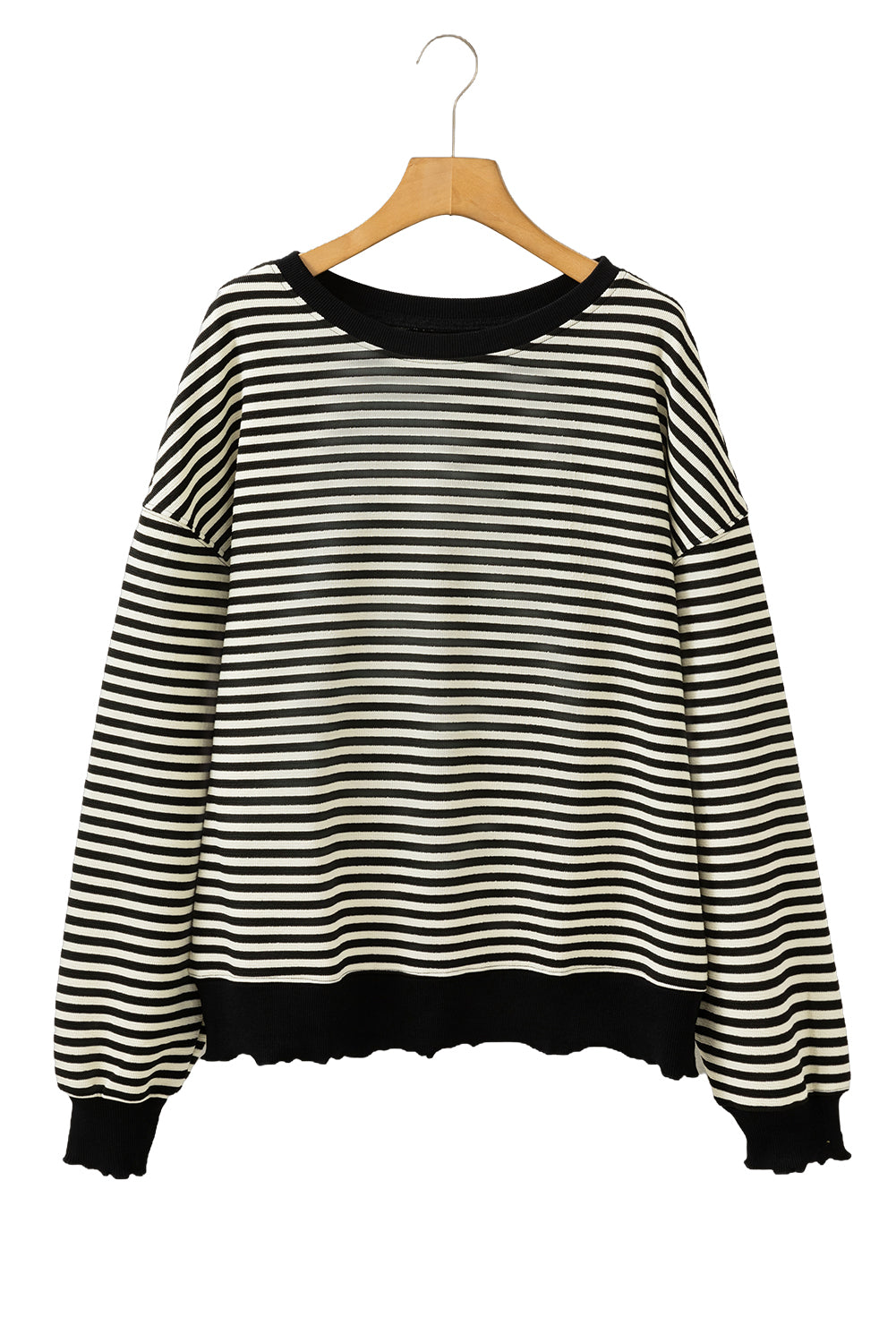 Purple Stripe Drop Shoulder Long Sleeve Top