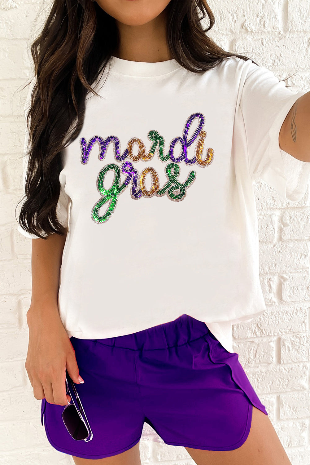 Sequin Mardi Gras Regular & Plus Size T Shirt