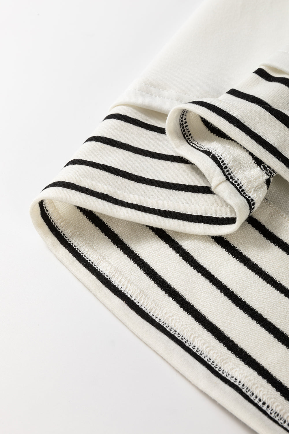 White Striped Layered Drop Sleeve Sweatshirt