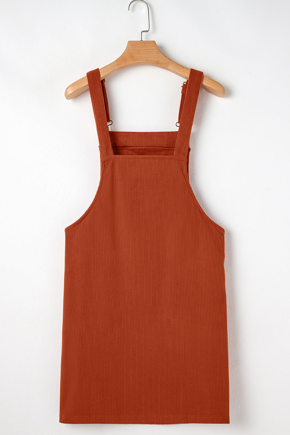 Black Plain Corduroy Pockets Overall Dress