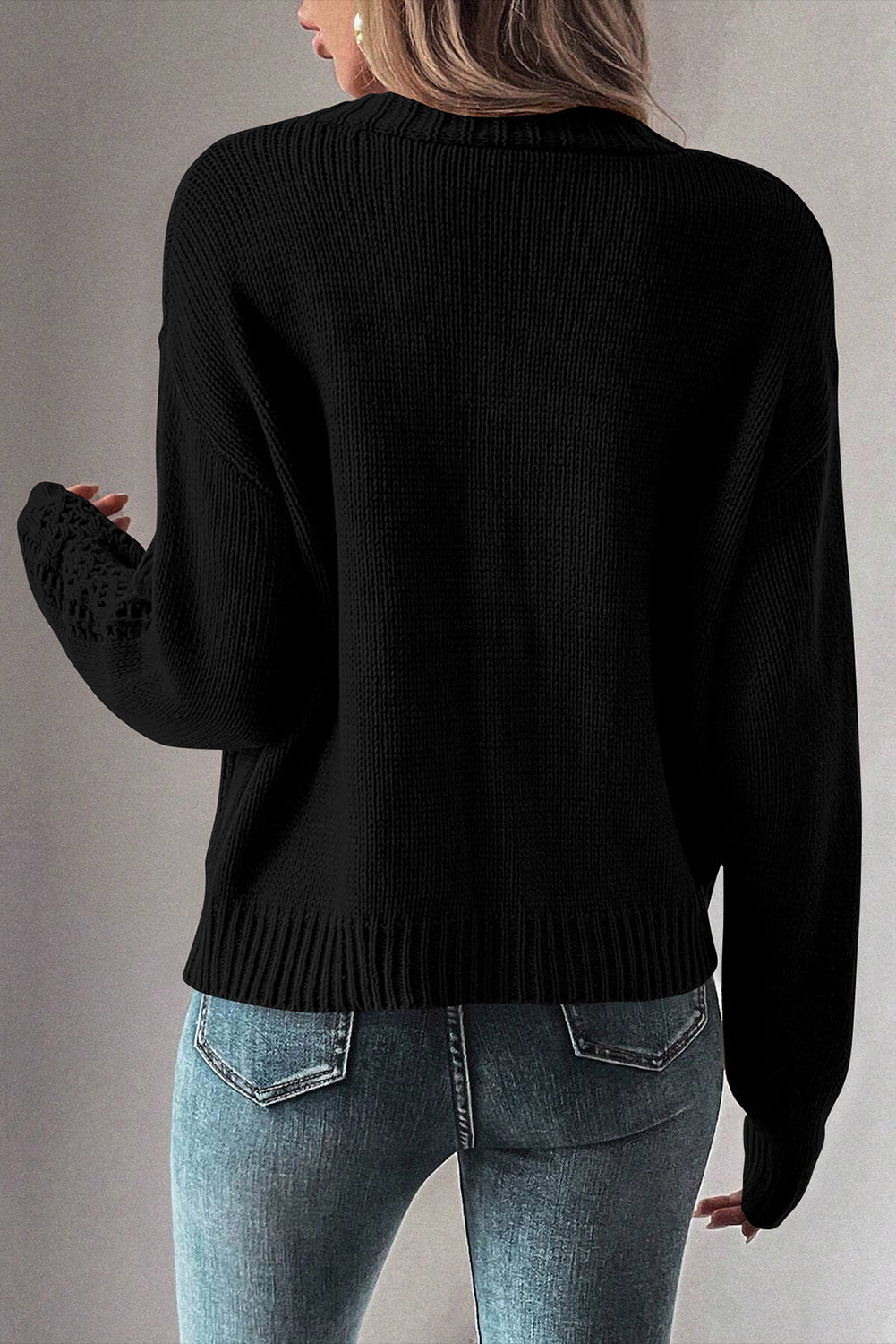 Dark Khaki Open Knit Drop Shoulder Sweater Cardigan