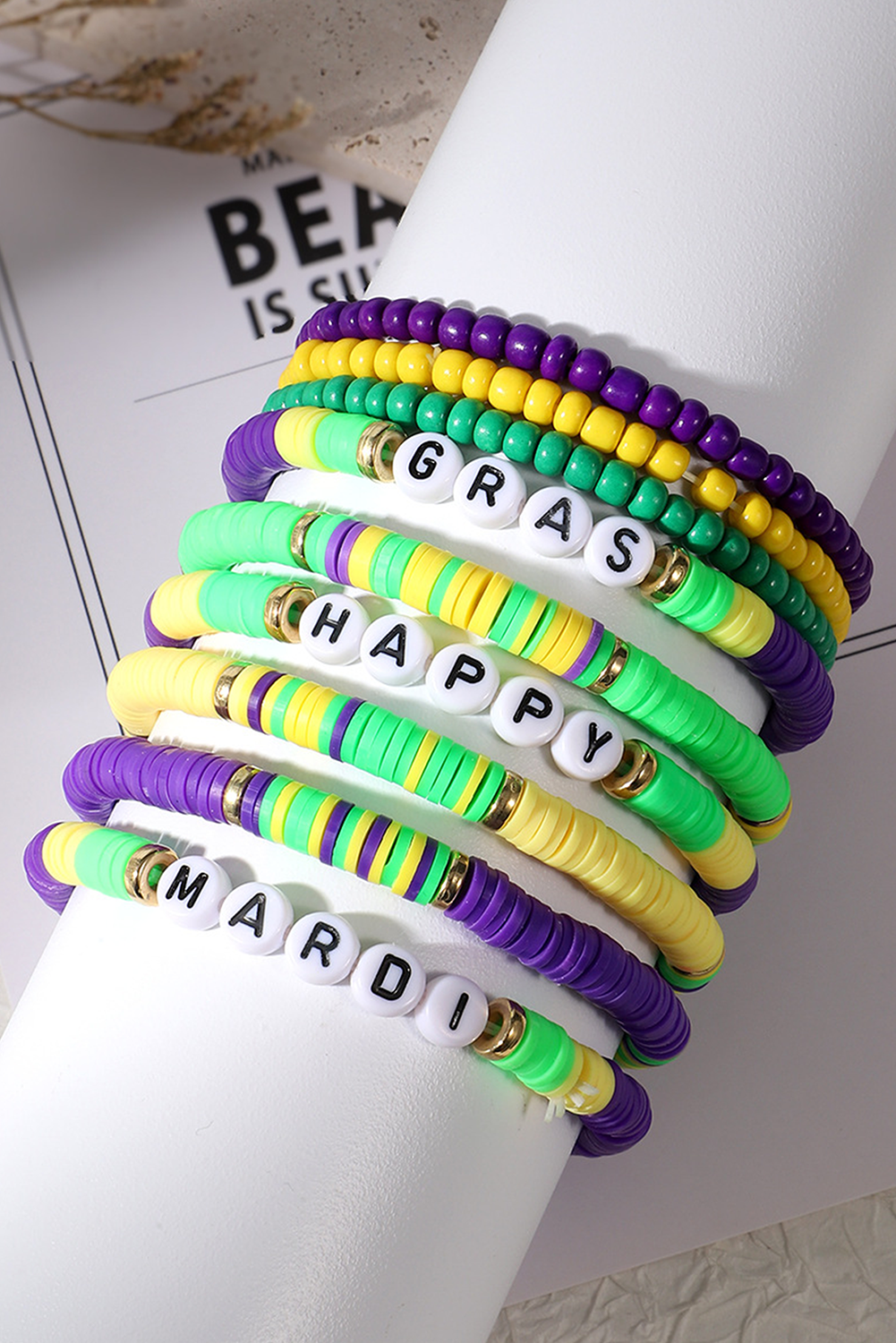 Tillandsia Purple HAPPY MARDI GRAS Bracelet