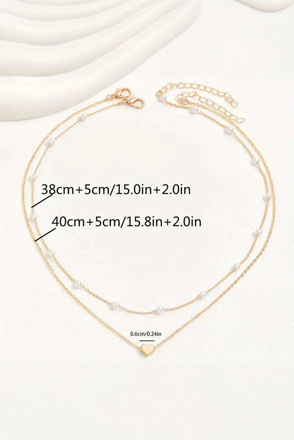 Gold Pearl Heart Chain Necklace