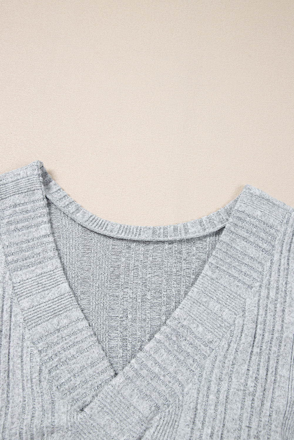 Light Grey Ribbed Backless Drop Sleeve Top