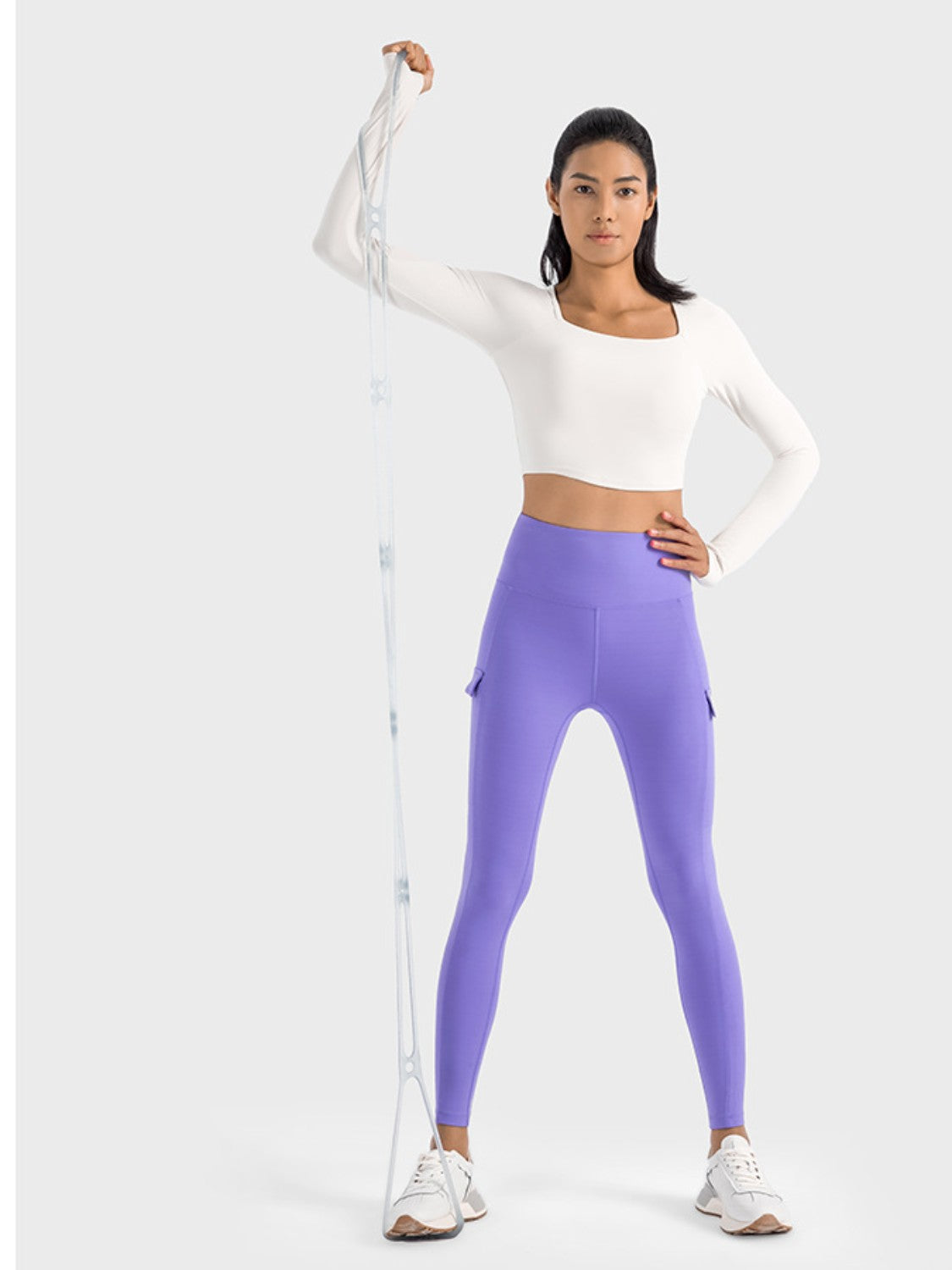 The Millennium Square Neck Long Sleeve Cropped Sports Top