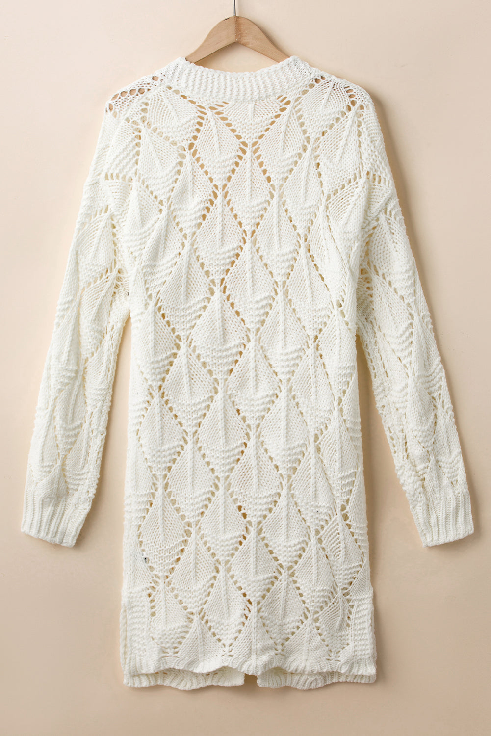 Openwork Open Front Long Sleeve Cardigan