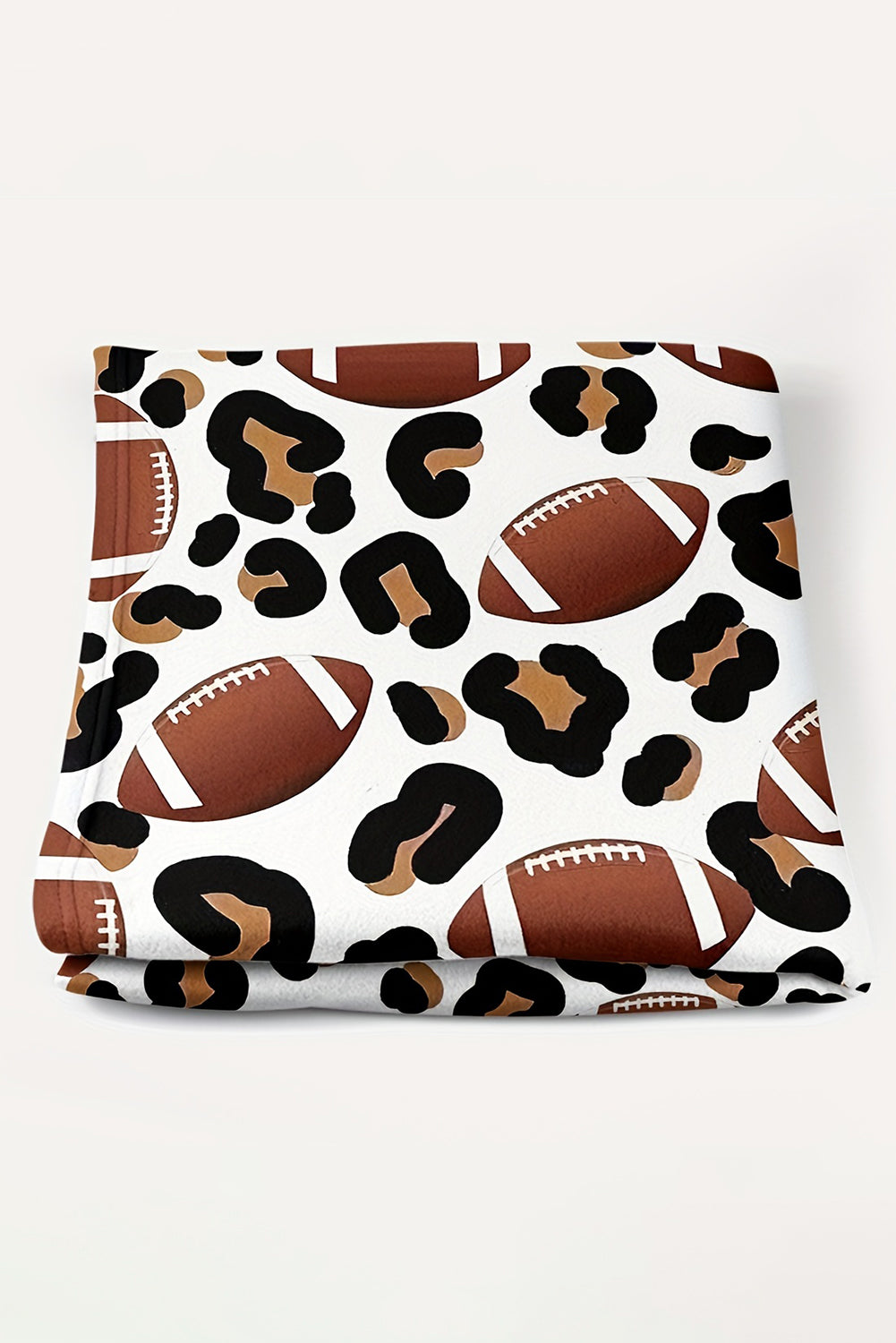 White Leopard & Football Print Flannel Blanket 130*150cm