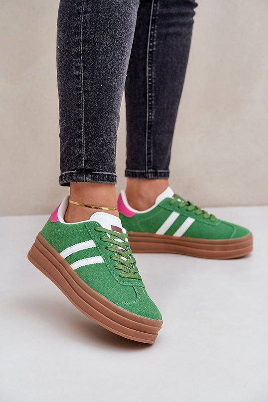 Kelly Green/Hot Pink accent Fashion Sneakers