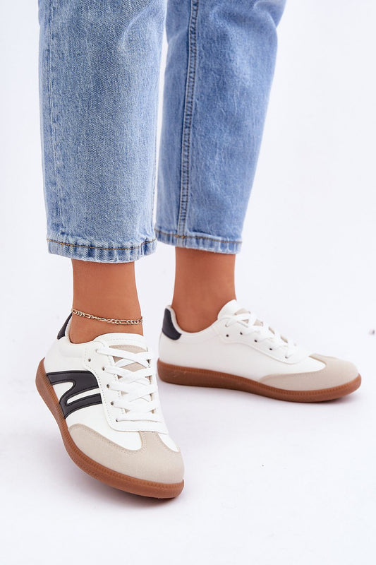 White/Neutral/Black Fashion Sneakers