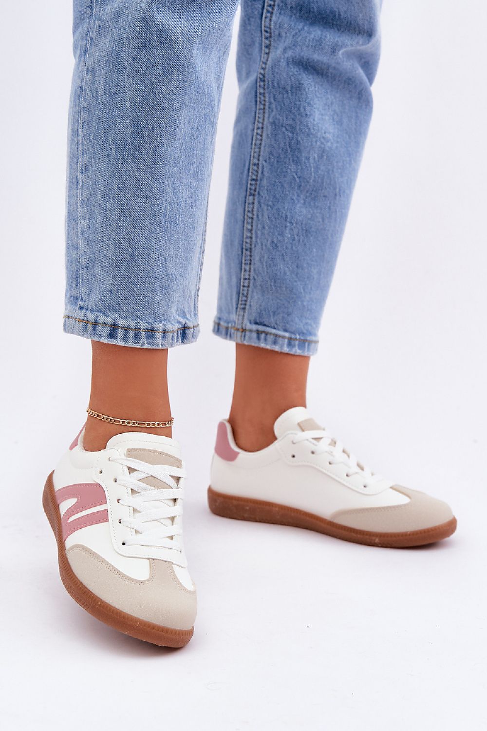 White/neutral/Blush Fashion Sneakers