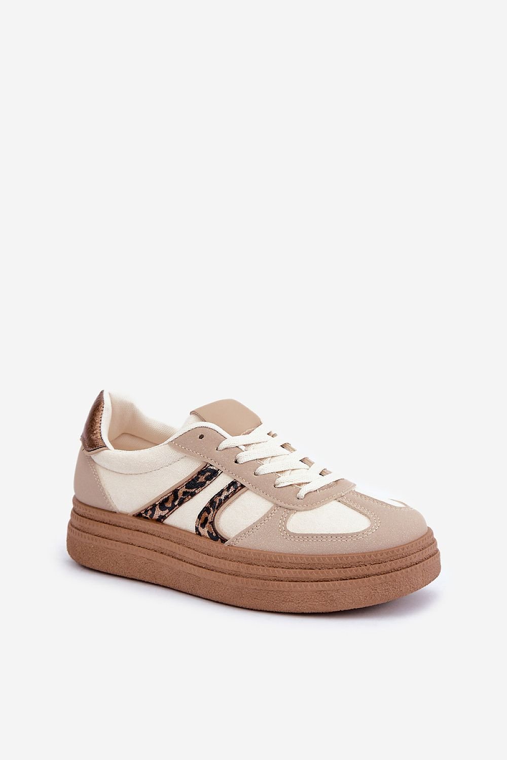 Neutral with Leopard accent Fashion Sneakers