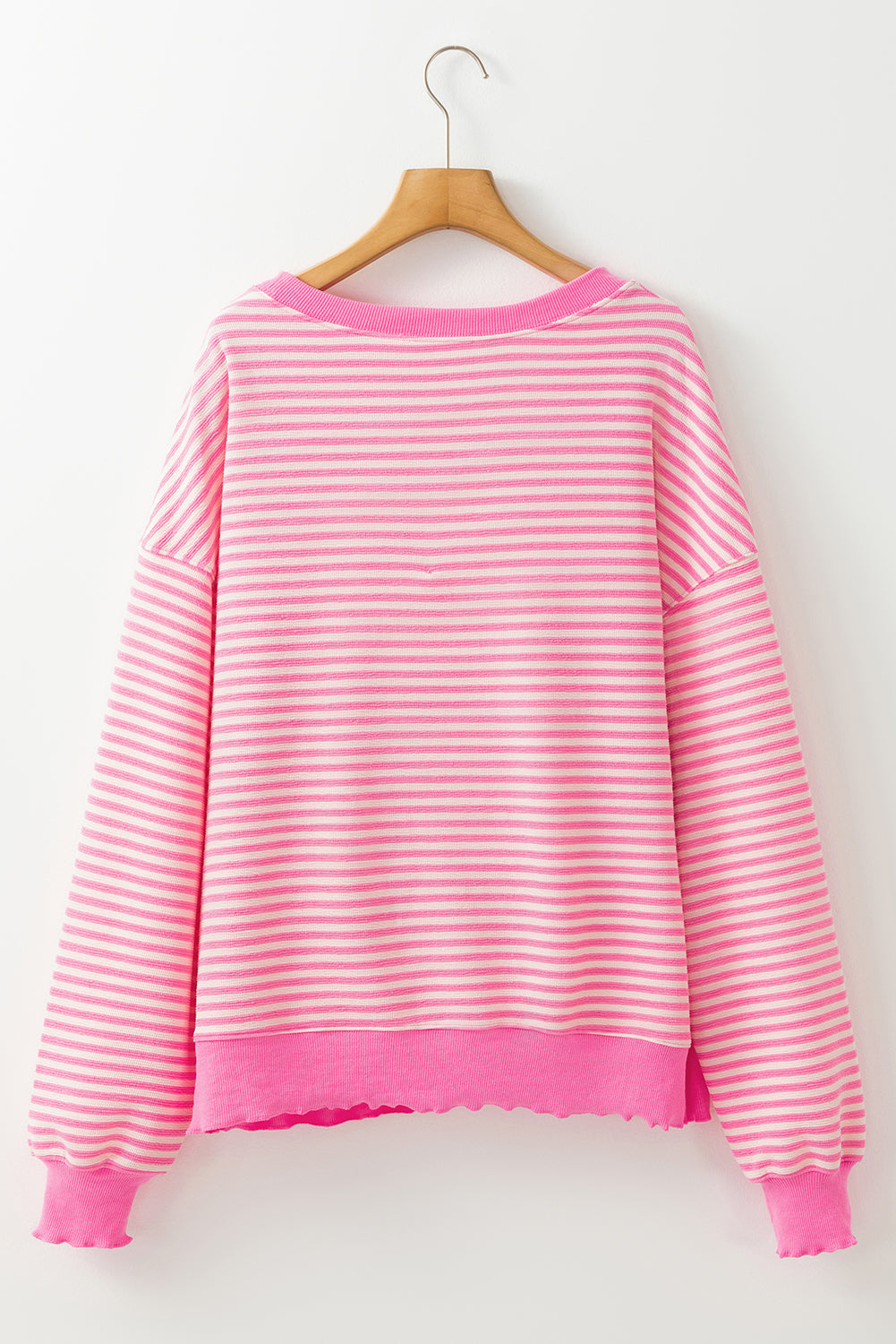 Purple Stripe Drop Shoulder Long Sleeve Top