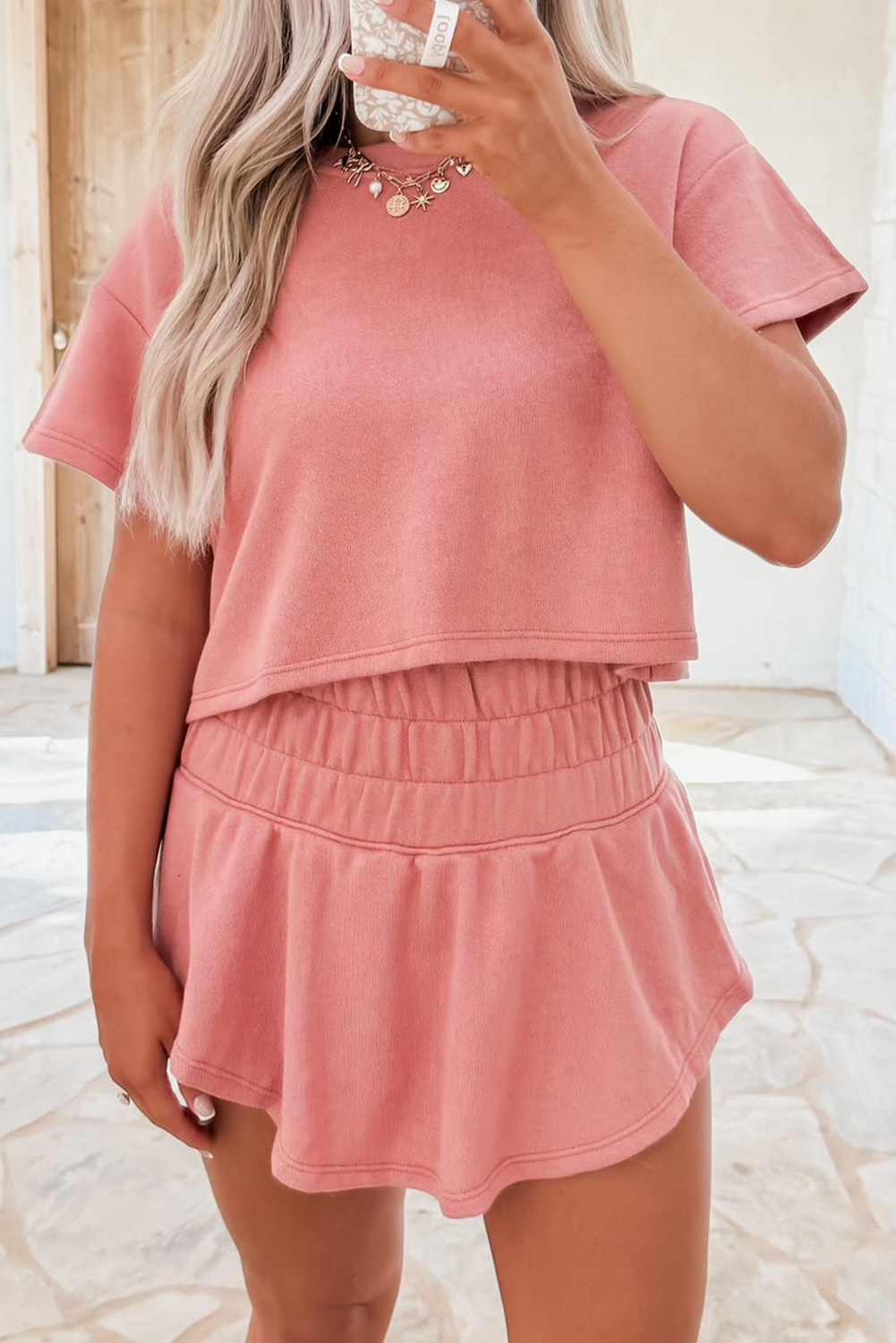 Blossom 2pcs Cropped Tee and Ruffle High Waist Skort Set