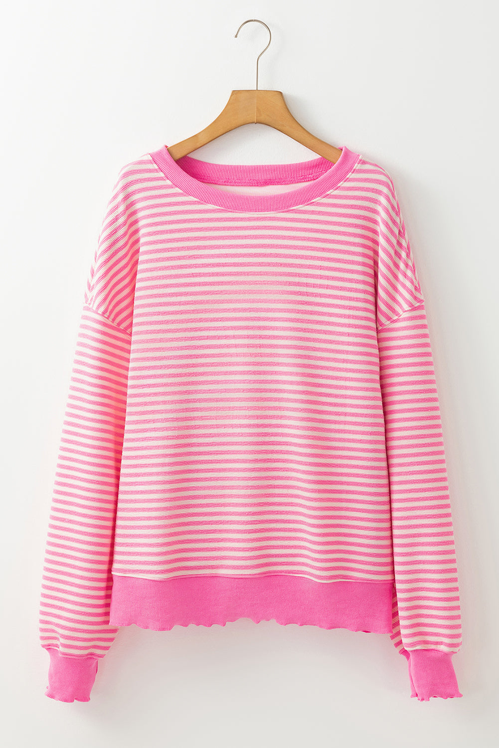 Purple Stripe Drop Shoulder Long Sleeve Top