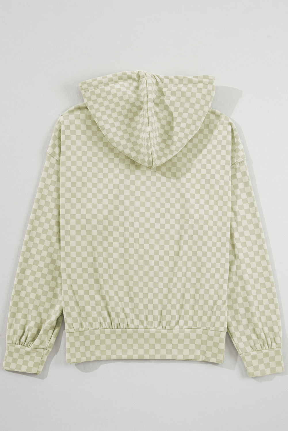 Khaki Checkered Kangaroo Pocket Hoodie