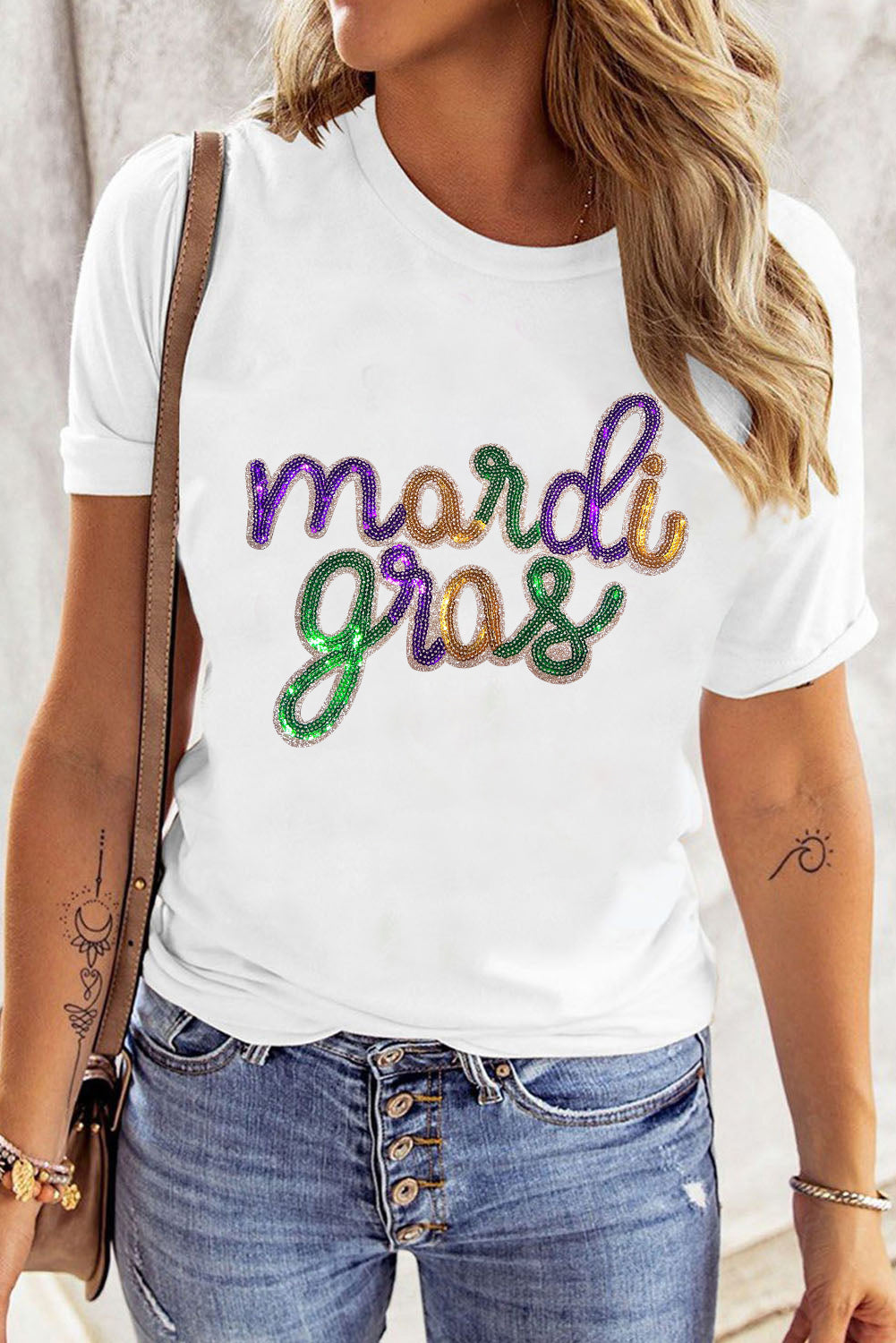 Sequin Mardi Gras Regular & Plus Size T Shirt