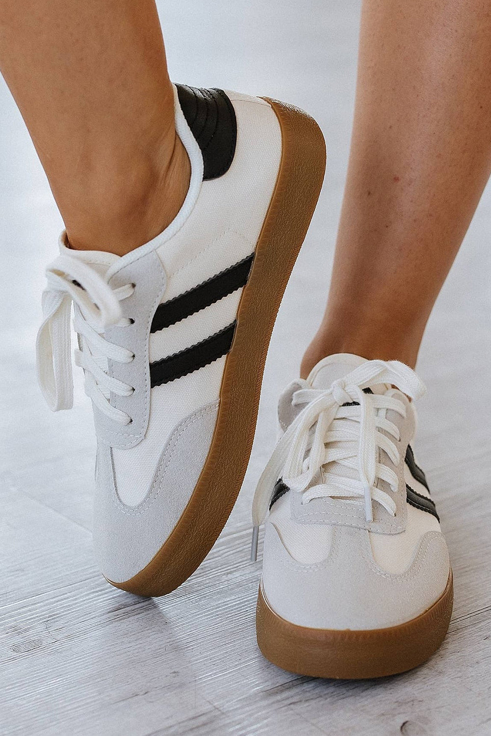 Beau Blue Striped Lace Up Flat Sneakers