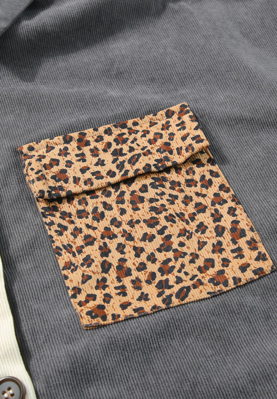 Leopard Button Up Drop Shoulder Jacket